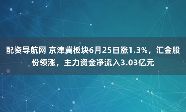 配资导航网 京津冀板块6月25日涨1.3%，汇金股份领涨，主力资金净流入3.03亿元